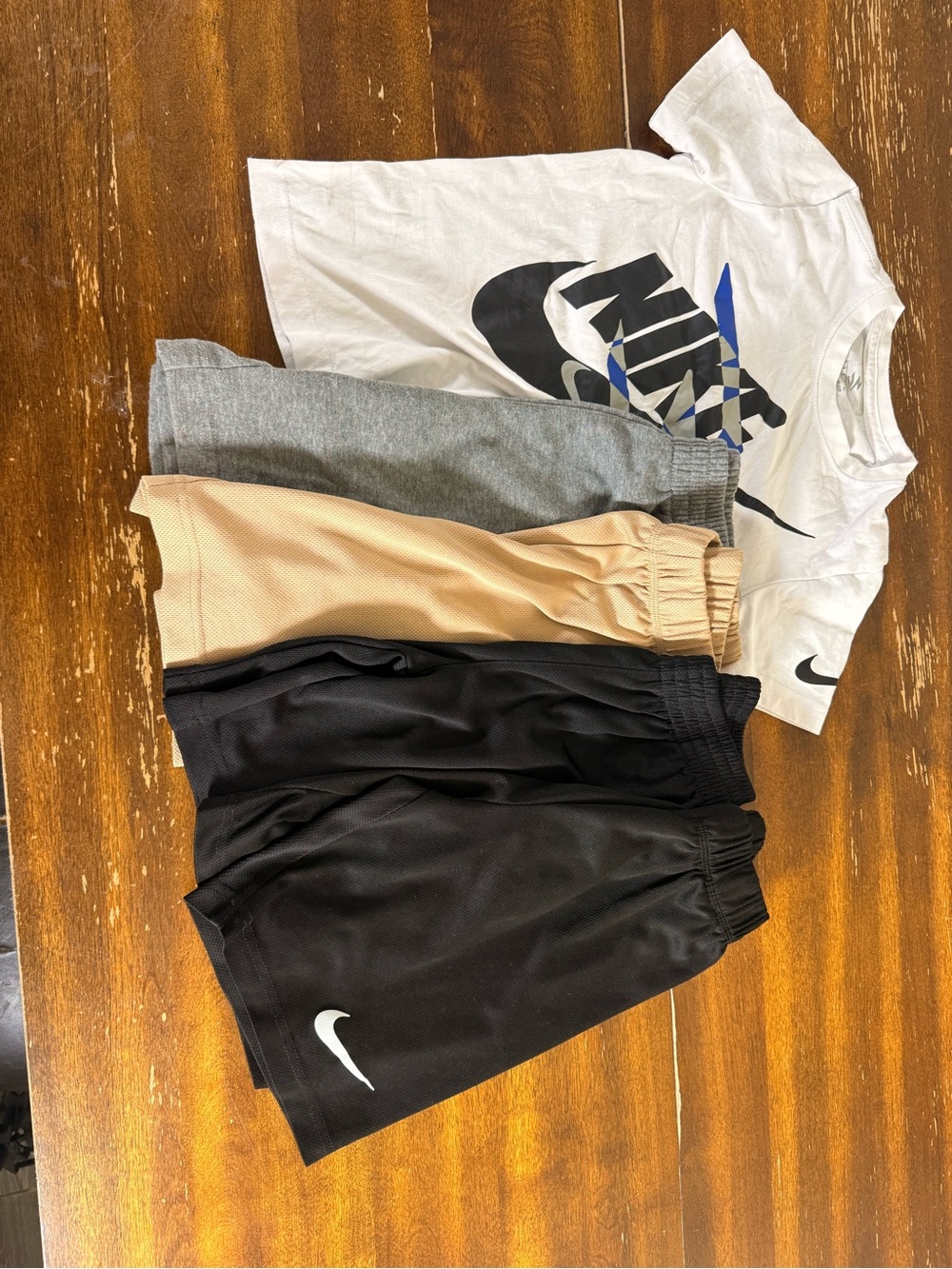Nike Kids Athletic Shorts bundle- Black, Gray, Tan